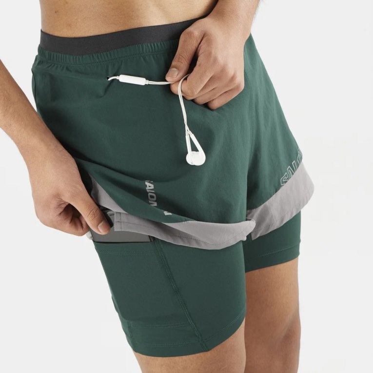 Green Salomon Cross 2in1 Men's Shorts | IE NX2094